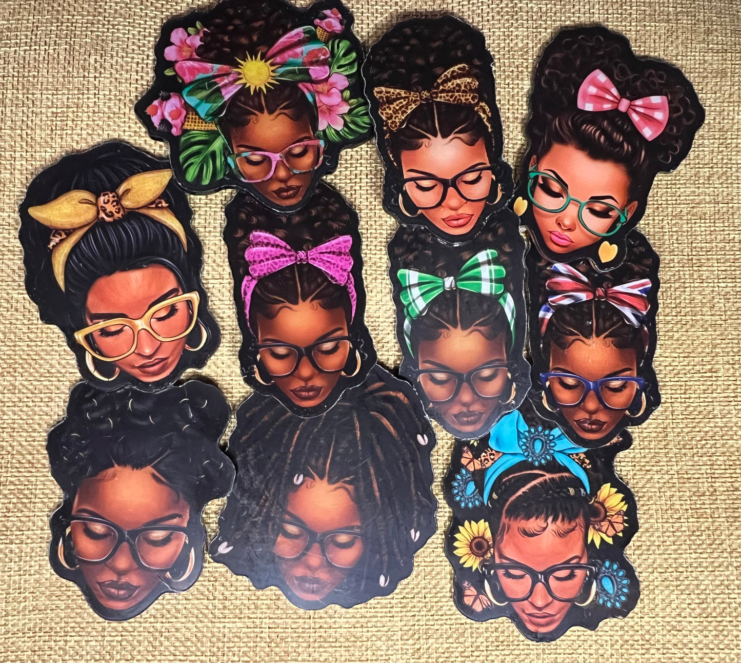 Acrylic 8cm Black female with glasses